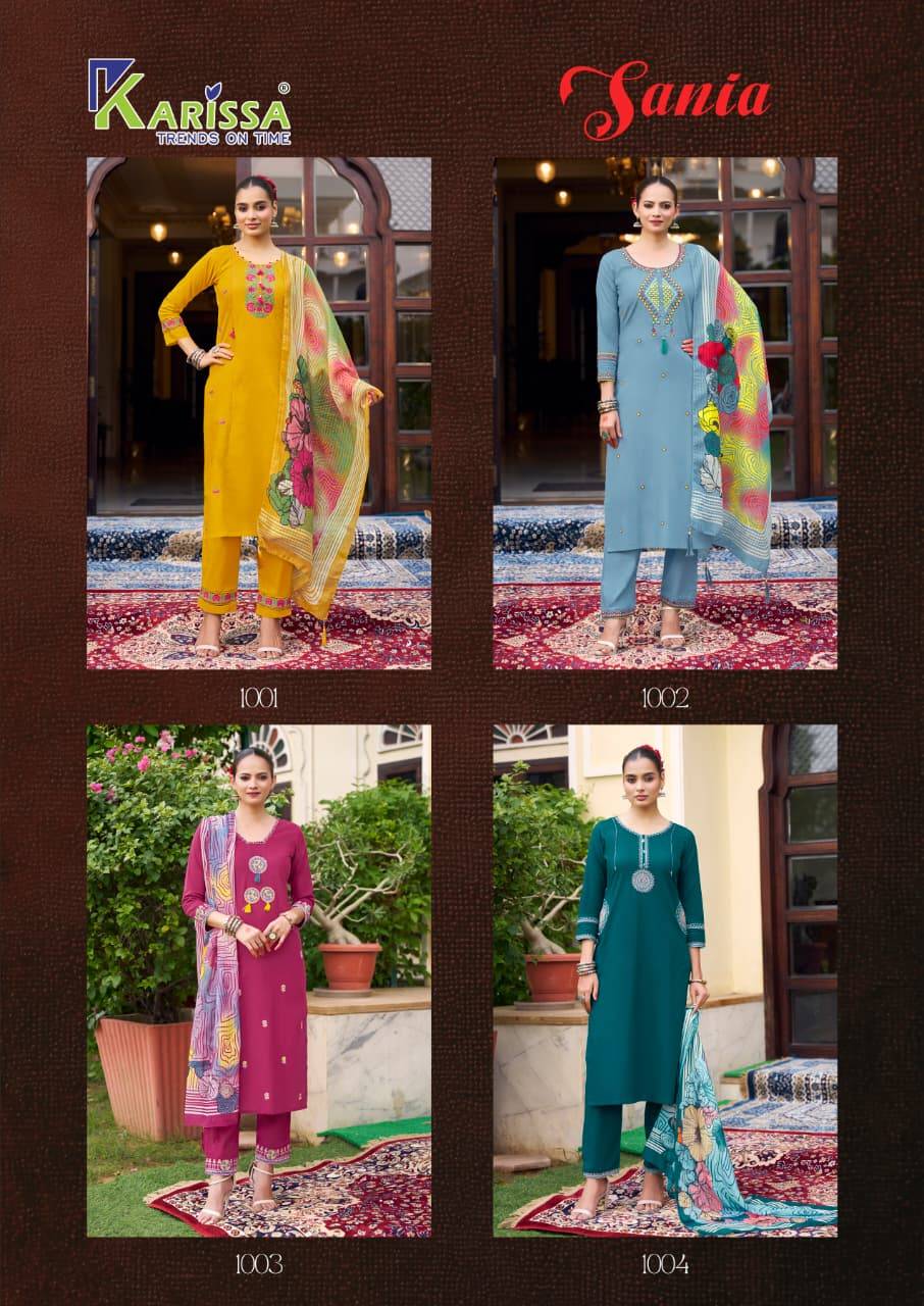 SANIA By  KARISSA 1001 To 1004 Series Designer Ethnic Wear Collection Cotton Kurtis At Wholesale Price